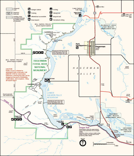 Hagerman Fossil Beds National Monument, Idaho Map