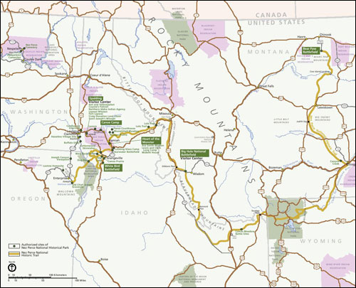 Nez Perce National Historical Park, Idaho Map